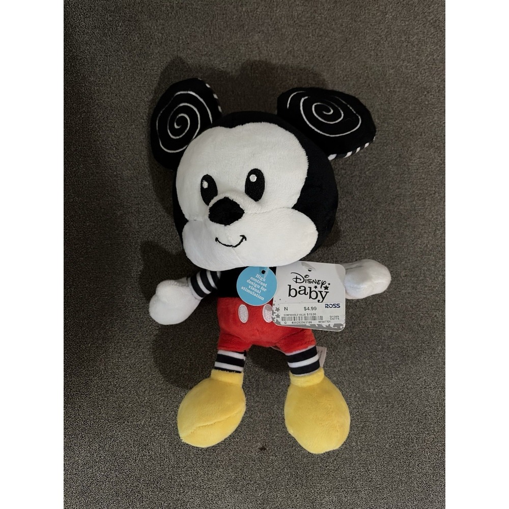 Disney Baby High Contrast Mickey Mouse Crinkle Stuffed‎ 11" Plush Toy 2022